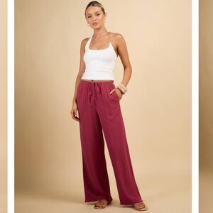 Loola Women's Wide Leg Pants - Burgundy
